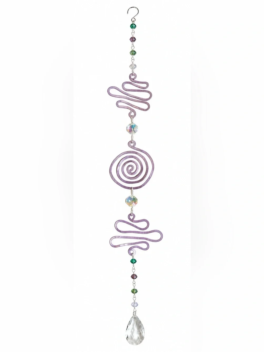 Purple Spiral Crystal Beaded Sun Catcher